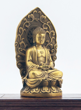 纯铜阿弥陀佛家居供奉佛像如来佛祖三宝佛摆件佛堂摆件佛祖坐像