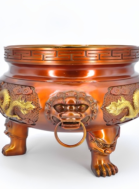 定制30天内发货纯铜香炉家用双龙戏珠祠堂特大号寺院供奉佛具寺庙