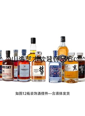 样板房售楼部酒柜酒窖水吧台装饰摆件洋酒瓶红酒瓶道具模型醒酒器