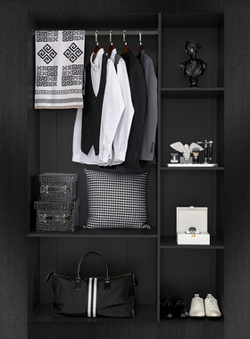 【山海艺术】黑白色轻奢软装样板房男女主人房衣帽间饰品摆件衣服