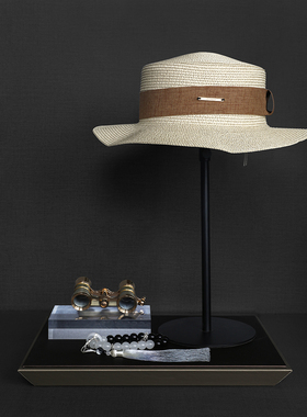 【山海艺术】样板房衣帽间装饰套组软装摆件男士中式古典亚麻短袖