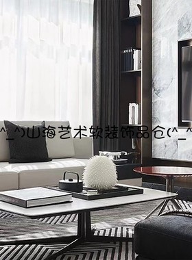 现代简约棕白色陶瓷刺梨样板间书房客厅售楼处几何摆件床头柜组合