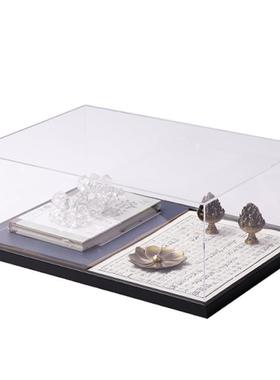 创意新中式现代透明亚克力罩子套装组合桌面摆件博古架书房艺术品