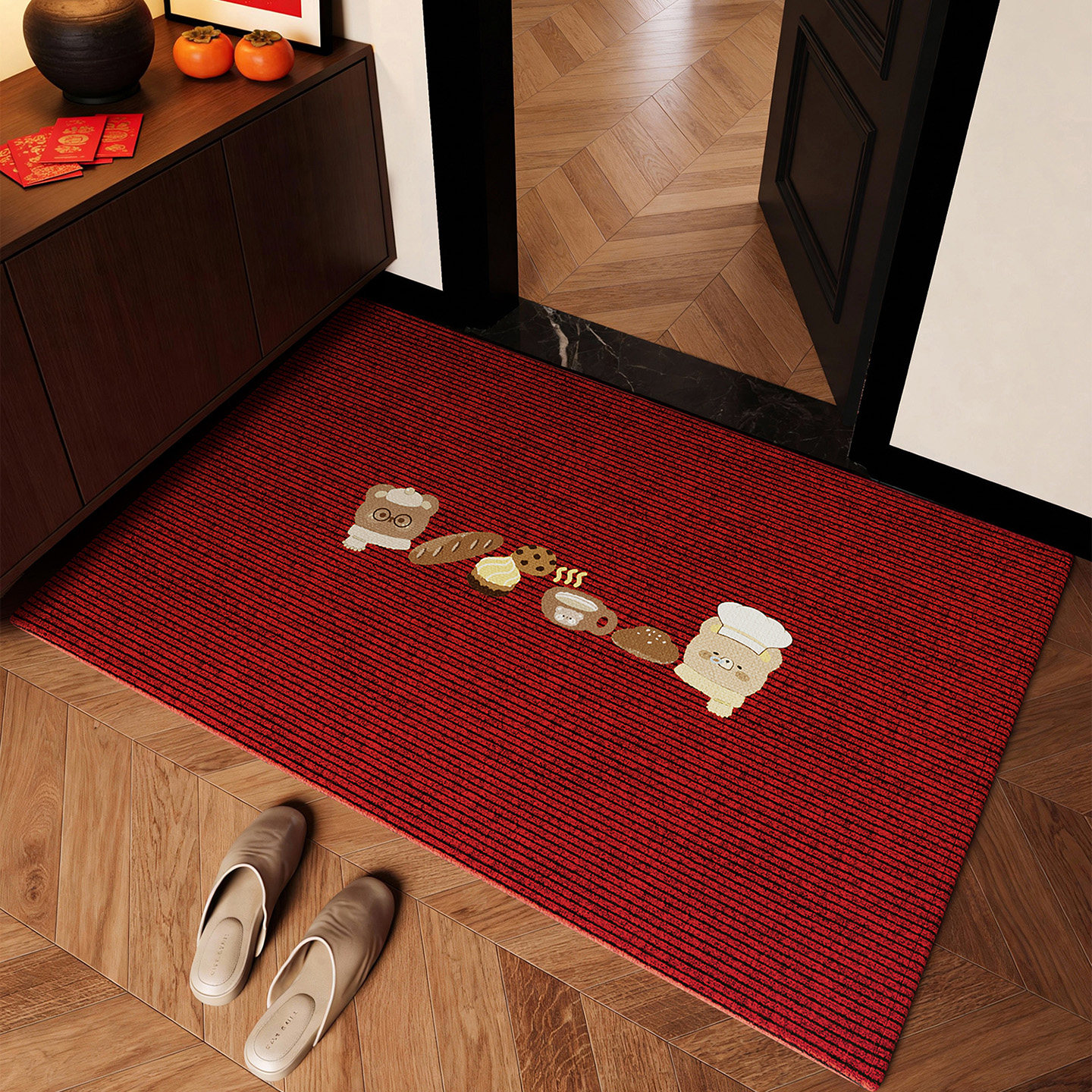 新年入户门地垫2026新款卡通喜庆红色防滑除尘脚垫玄关大门口地毯,淘宝优惠券,粉丝福利购,淘宝优惠卷