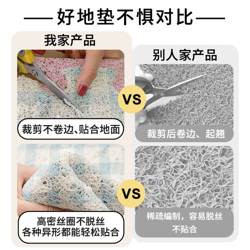 入户门地垫丝圈可裁剪防滑耐脏脚垫家用玄关门口地毯垫子进门卡通 - 图2