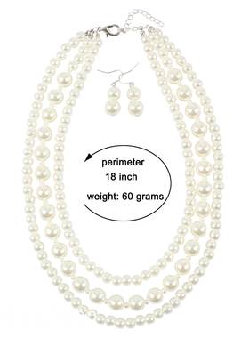 Multi layer Pearl Necklace Earrings women珍珠短款女气质项炼
