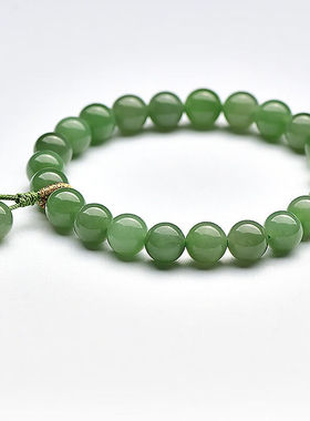 可玉可求新年礼物和田玉手链女款玉珠手串玉石手串D1283q碧玉手链