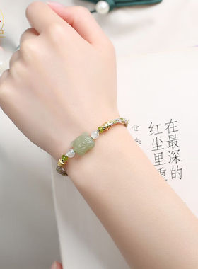 嘉保玉本命年红绳生肖属虎年和田玉手链女手串手饰品手绳编织绳首