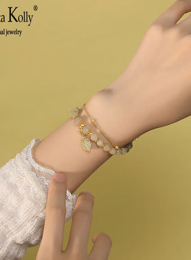 CANITAKOLLY双层和田玉金枝玉叶手链实用走心高级时尚饰品生日礼