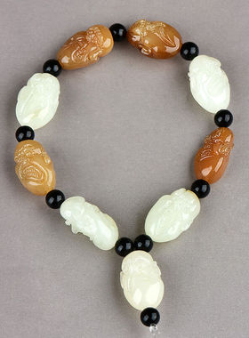 可玉可求新年礼物和田玉手链黄口料十八罗汉玉手串男女款可做手持