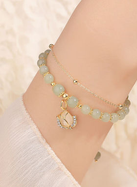 吉宏和田玉手链女士玉石手串时尚饰品生日礼物女实用送妈妈送女友