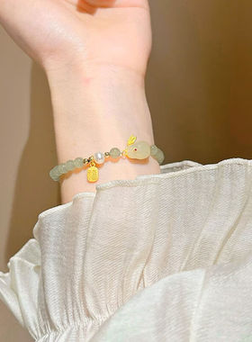 克拉苏（CRASSUS）和田玉兔手链女新款时尚福牌手串生日礼物送女