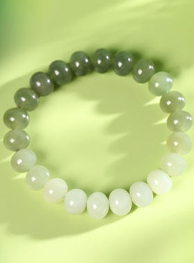 东方雅翠和田玉手串女晴水渐变玉石手串女碧玉手链女生日礼物女送