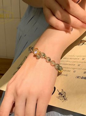 玉畅轩（YUCHANGXUAN）绿幽灵手链女满天ins小众设计水晶手串送闺