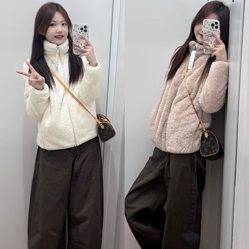 优优女装长绒摇粒绒拉链茄克/长袖保暖外套夹克秋冬新款E479611 - 图0