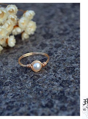 天然淡水99纯银珍珠女珍珠戒指