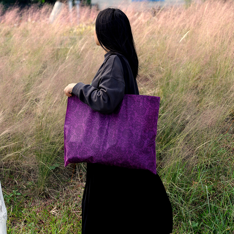 复古时尚紫色蕾丝玫瑰无纺布袋女装手提购物环保袋鞋盒包装礼品袋,淘宝优惠券,粉丝福利购,淘宝优惠卷