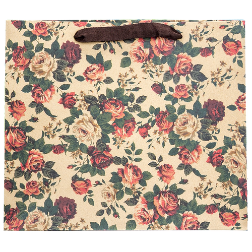 复古风老花玫瑰碎花牛皮纸袋个性定做文艺女装服装包装礼品袋现货 - 图3