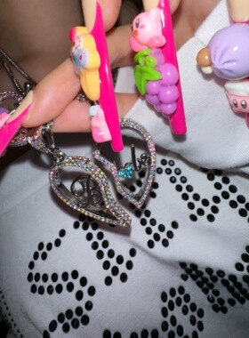 Srrybabe 闪钻babe爱心耳环/破碎爱心 babe长款双条破碎爱心项链