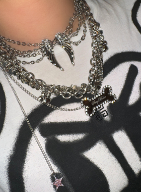 Srrybabe 带钻 狗狗 骨头爪子 多层项链