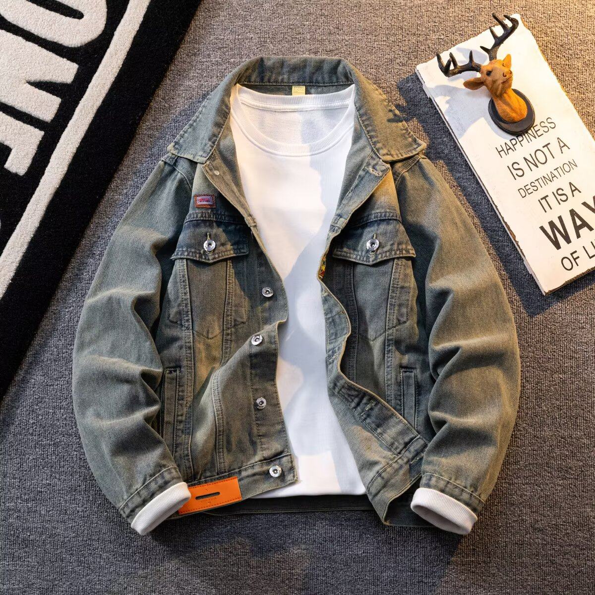 加大码300斤复古水洗长袖牛仔外套男女装春秋季宽松美式休闲衬衫,淘宝优惠券,粉丝福利购,淘宝优惠卷