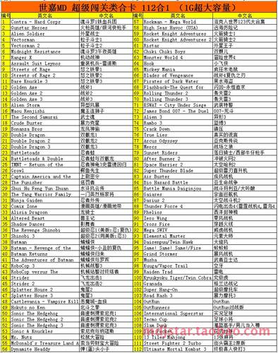 世嘉112合1游戏卡银河快枪水浒杨家将重装机兵洛克魂斗真人快打罗 - 图0