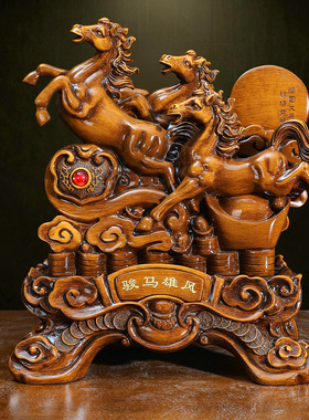 骏马雄风金马摆件招财十二生肖马