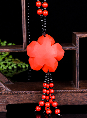 原矿朱砂红玫瑰花毛衣链长款复古百搭时尚衣服挂件女士配件饰品