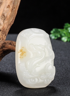 新疆和田白玉如意貔貅吊坠籽料白玉招财貔貅玉坠把玩件皮丘挂件