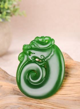 玉石匠和田玉碧玉仿古生肖龙吊坠霸气龙牌玉坠玉龙男女款玉佩挂件