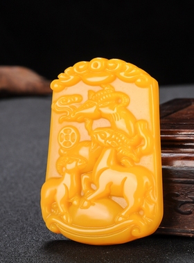 玉石匠和田玉黄玉三羊开泰玉坠男女款生肖三羊开泰吊坠挂件玉牌