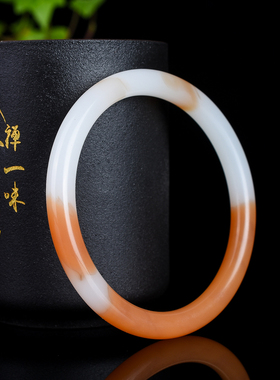 新疆和田羊脂玉手镯糖料白玉黄玉细圆条款少女玉镯子且末糖料镯子