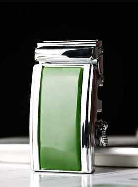 玉石匠新疆和田玉碧玉腰带扣头 霸气男款金镶玉皮带扣头满绿腰扣