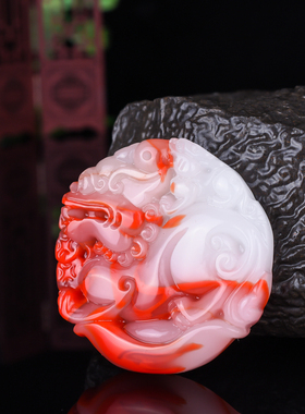 新疆和田白玉红玉金丝玉招财貔貅挂件玉牌男女款鸡血石皮休吊坠