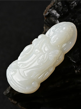 玉石匠新疆和田白玉观世音菩萨吊坠 男款保平安南海观音挂件玉坠