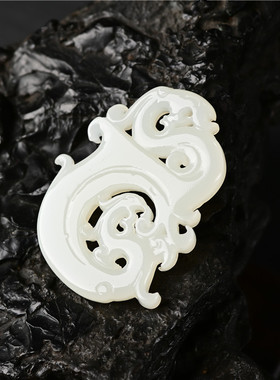 新疆和田白玉镂空龙凤玉佩情侣对牌 男女款仿古龙凤凰吊坠玉坠