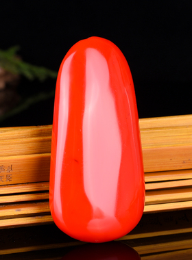 新疆戈壁玉鸡血石玉原石手把件 红玉彩玉手玩件金丝玉器腰件玉佩