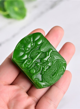 新疆和田碧玉生肖龙皮带扣藏龙卧虎腰带扣男款菠菜绿龙行天下腰佩