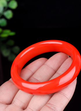 玉石匠新疆和田红玉手镯戈壁红玉鸡血石红玉南红女款手镯 玉镯子