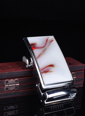 玉石匠新疆和田白玉彩玉腰带扣头时尚男款金镶玉皮带扣头随机发货