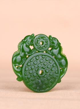 玉石匠新疆和田碧玉招财双貔貅吊坠挂件转运平安扣玉璧玉坠玉佩