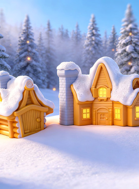 创意新品微景观摆件欧式圣诞房子别墅 diy雪景装饰车载桌面小摆件