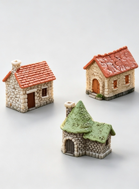 苔藓微景观MINI乡村小房子树脂模型 造景diy装饰品微缩桌面小摆件