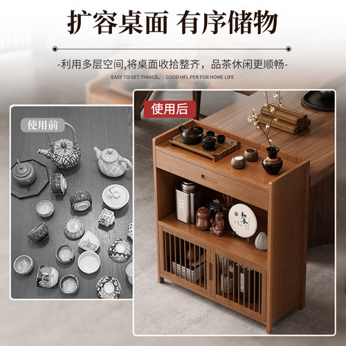 茶具架子置物架新中式博古架小型茶室摆件收纳茶叶放置茶杯展示柜 - 图0