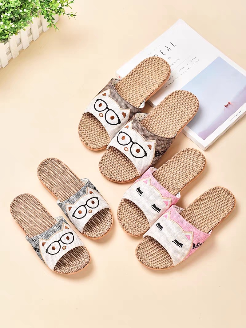 情侣居家亚麻拖鞋轻便外出吸汗防臭男士家用外出复古凉拖特价清仓,淘宝优惠券,粉丝福利购,淘宝优惠卷