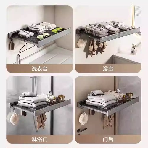 阳台隐形折叠晾衣架窗户栏杆可伸缩晾晒网免打孔晒鞋架晾袜子神器 - 图3