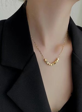 小方块项链真金电镀简约时尚网络爆款批发时尚风小众ins