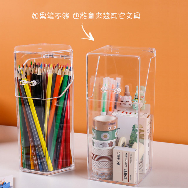 Acrylic transparent pen bucket large capacity creative fashion