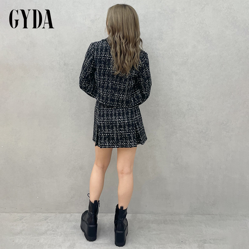 GYDA2024冬季新品小众风粗花呢百褶短裙（含内衬）女0725107144 - 图3