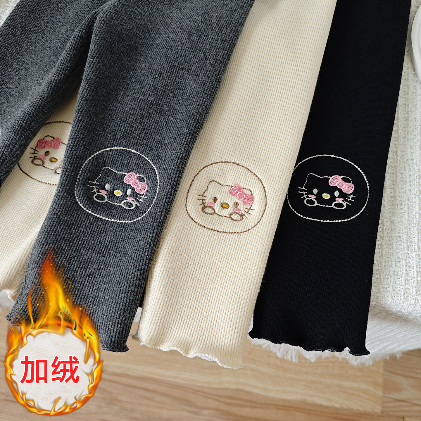 无骨女童加绒打底裤秋冬季韩版宝宝加厚一体绒外穿长裤保暖裤子 - 图3